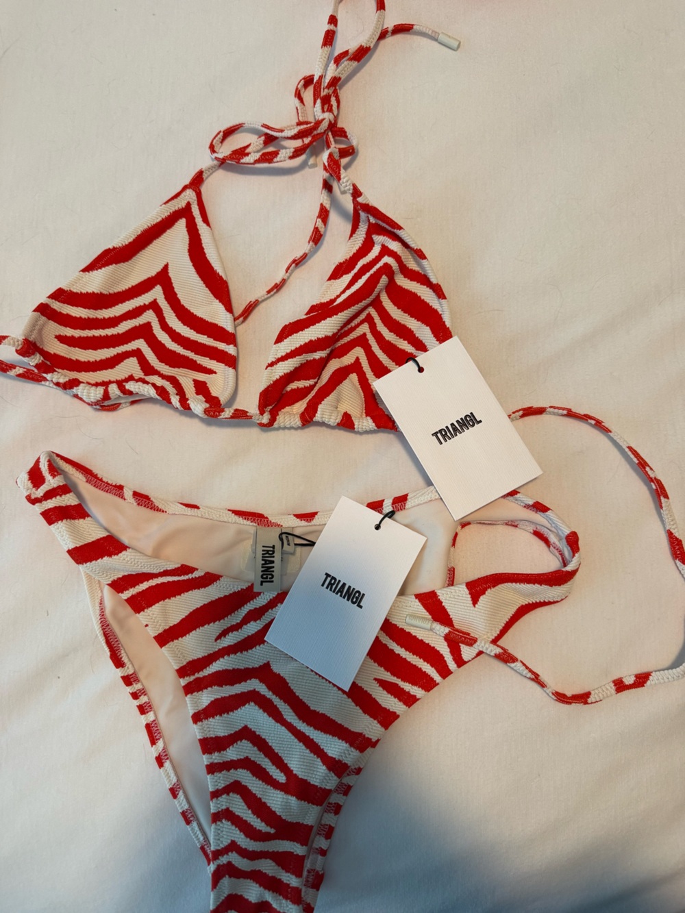 NWT TRIANGL Cherry Zebra Splash Bikini Set + Bag